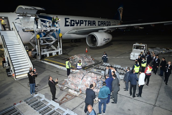 مصر للطيران تنقل شحنة اللحوم من دولة تشاد إلى مطار القاهرة 