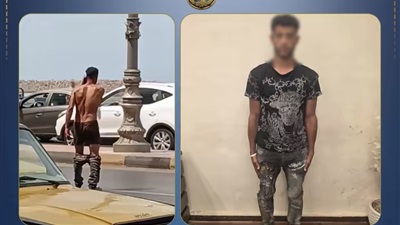 «الداخلية» تضبط شخصًا قام بخلع ملابسه في الشارع بالإسكندرية. 